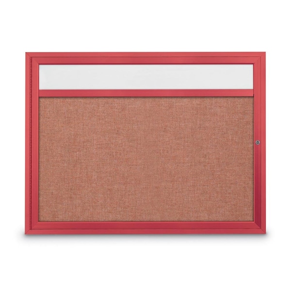 Slim Enclosed Corkboard, 30"x36", Satin Alum Frame/Pearl